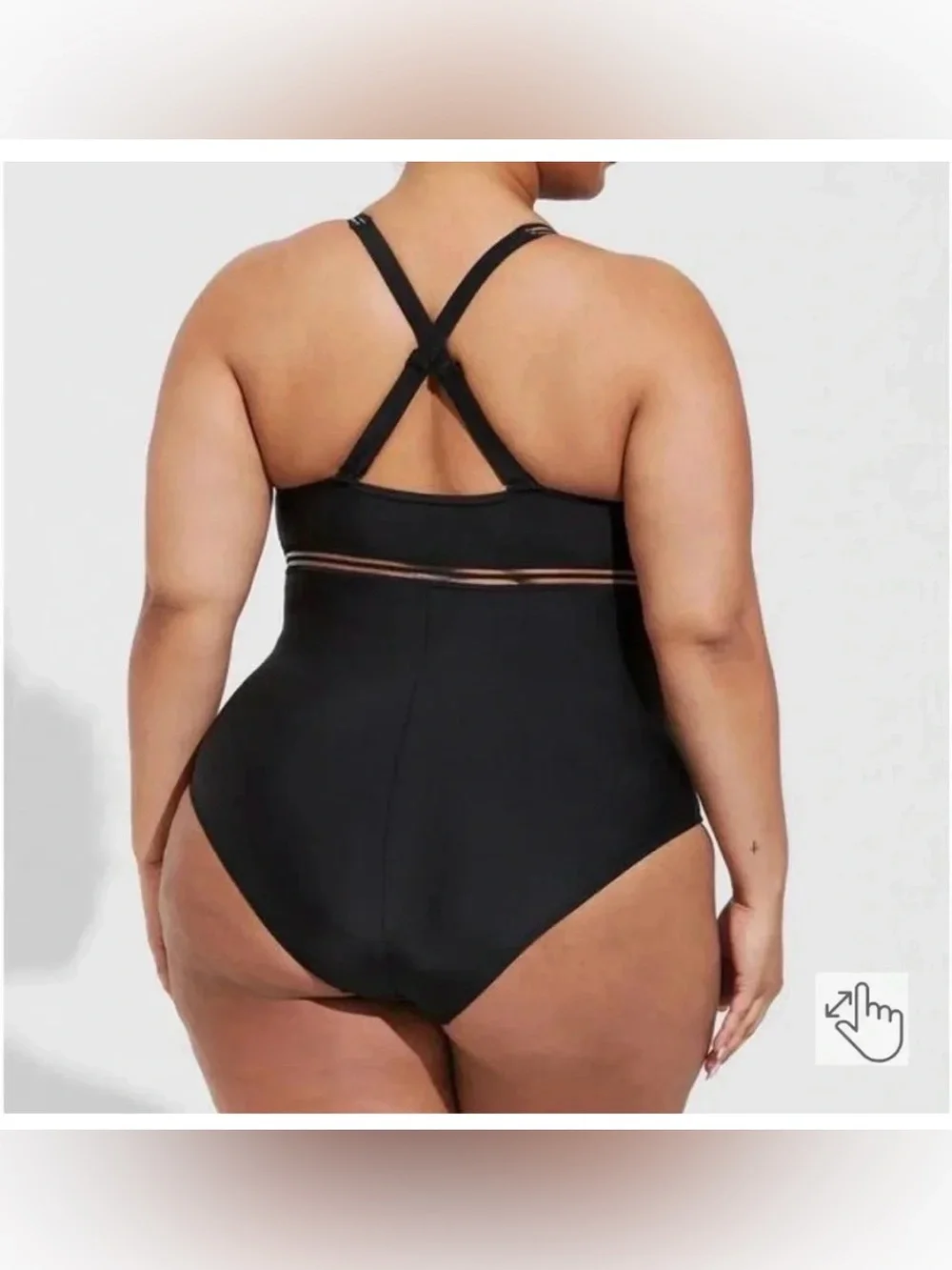 Torrid plus size Shadow Stripe Inset wireless one piece swimsuit black size 4X
